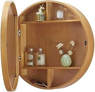 Luxury 60cm HD Wall Mirror, Round Bathroom Mirrors with Storage Cabinet - Gold Bath Salon (A 50CM) (B 50CM)