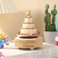 Custom Birthday Rotating Music Box｜Engraved Name + Happy Birthday Song｜Beechwood Couple Gift