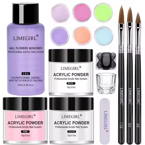 Nail Acrylic Powder and Liquid Monomer Set Acrylic Nail Kit for Nails Extension Acrylic Dipping Powd