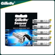 🧡เซ็นเซอร์ Gillette ใบมีดโกนผู้ชาย Excel เปลี่ยนหัวหนวดเคราโกนกำจัดขนใบมีดโกนสองชั้นสำหรับเวกเตอร์3
