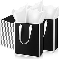 Yeaqee 50 Pack Metallic Gift Bags with Handle and Tissue Paper Gold Foil Thank You Bag for Thanksgiv