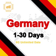Germany eSIM 5G High Speed 1-7 Days Unlimited Data Europe eSIM Card