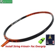 【Install String Elite III 4 knot+Foc Overgrip】Apacs Nano Fusion Speed 722 Original Badminton Racket -Blk Org 99 Glo(1pcs