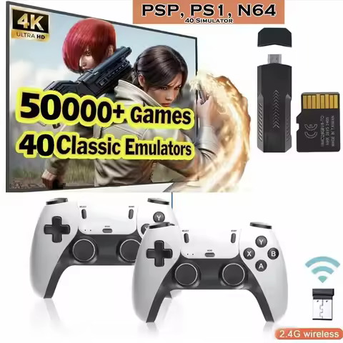 New X2 Pro Game Stick 44/45 Emulators 50000+ Retro Games Rechargeable Wireless Controller Home TV 2/