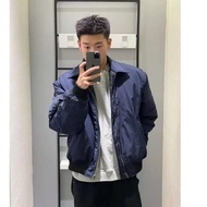 Hanlu Jaket Baseball ผู้ชายเสื้อสีทึบที่ทันสมัยและเรียบง่ายเสื้อแจ็คเก็ตบอมเบอร์