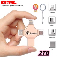 2TB USB 3.0 4-in-1 OTG 1TB Flash Drive Metal Waterproof High Speed Type-C 512GB 256GB 128GB USB Driv