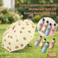 Capybara Folding Umbrella UV Protection Windproof Compact Portable Sunny Rainy Travel Cute