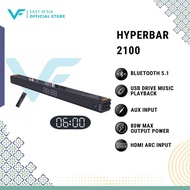 Vinnfier VF HYPERBAR 2100 All-in-One Soundbar with Clock Display MAX 80W Bluetooth, USB Drive, HDMI 