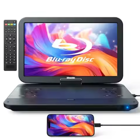 17.6 Portable Blu Ray DVD Player with 15.4 Large Screen HDMI in/out Sync Screen 4000mAh Rechargeable