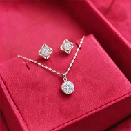 S925 Sliver Bridesmaid Necklace Earrings Set Wedding Bridal Jewelry Jewellery