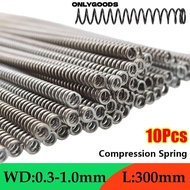 ONLYGOODS 10Pcs Long Coil Spring, 65Mn Spring Steel 0.3 0.4 0.5 0.6 0.7 0.8 1mm Compression Spring, 