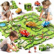 64PCS Puzzle Track Car Set Toys for Kids Boys, Toddler Toys Gifts for 3 4 5 Year Old, Floor Puzzle T
