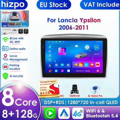 Hizpo Carplay 4G Android 14 8581 AI Systems Car Radio for Lancia Ypsilon 2006 - 2011 Multimedia Play