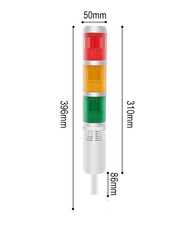24 VDC TOWER LIGHT TB50-3T-DJ LED  ไฟ เตือนสีแดงสีเหลืองสีเขียวพร้อม Buzzer ขาตั้ง รุ่น  C แรงดัน 24