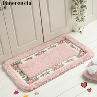 IFFINE 1 Pcs Flower Rug, Microfiber Pink Pink Rug,  Absorbent 16*24Inch Non-Skid Floral Bathroom Rug