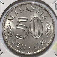 ( Syiling ) 50 Sen 1981 ( UNC ) Malaysia Parliament House