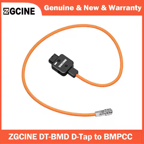 ZGCINE DT-BMD D-Tap to 2-Pin BMPCC Power Cable 60cm 180°Rotatable with Braided Wire for Blackmagic P