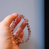 6mm天然原礦黑金超七水晶 純銀配件單圈設計手串