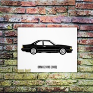 CAR bmw E24 POSTER - WOODEN POSTER WALL DECORATION