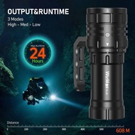 Wurkkos DL46 20000LM Super Bright Diving Flashlight 608M Range Rechargeable Underwater Lantern 30000