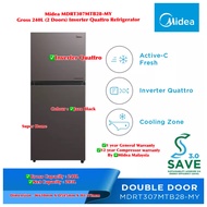 Midea Inverter Quattro Refrigerator MDRT307MTB28-MY 2 Door Inverter Refrigerator (Gross 240L) - 4 Star Energy Saving - Fridge