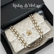 Chanel 25S Caviar CF23 白色荔枝皮金扣