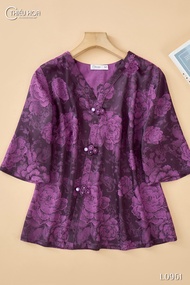 Áo kiểu thiết kế sang trọng với chất liệu gấm mẫu đơn cao cấp AN4L0961 Thời trang Thiều Hoa