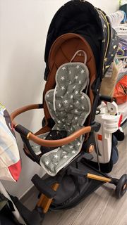 高景觀嬰兒車 雙向BB車 棕色皮扶手 星星墊