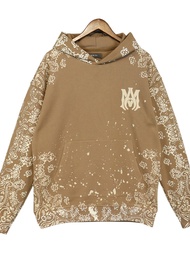 เสื้อสเวตเตอร์คอกลมทรงหลวมพิมพ์ลายดอกน้ำผึ้ง AMIRI ฤดูหนาว 2024 สำหรับผู้ชายและผู้หญิง ทรงหลวม ทรงหล