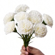6/12pcs Artificial Carnation Flowers, Silk-Like Stems, Suitable For Funeral Arrangements, Wedding Bo