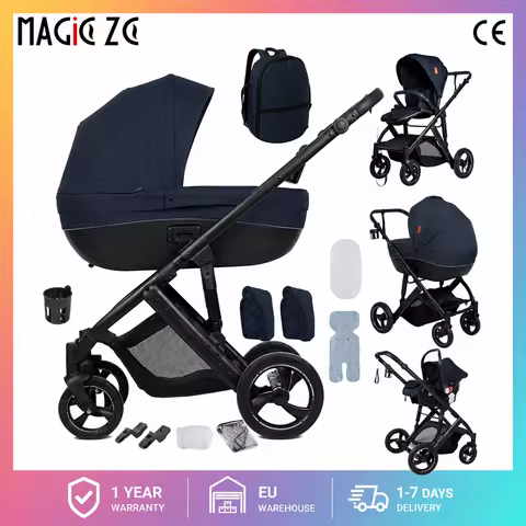 3 in 1 Baby Stroller Luxury Travel System Foldable Newborn Pram Portable Bassinet Portable Car Seat 