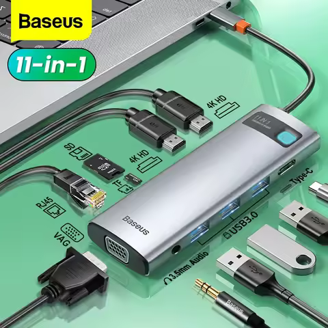 Baseus USB Type C HUB USB C to HDMI-compatible RJ45 SD Reader PD 100W Charger USB 3.0 HUB For MacBoo