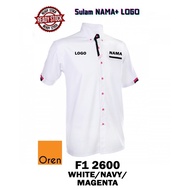 BAJU KORPORATE PUTIH LENGAN PENDEK F12600 JENAMA OREN SPORT