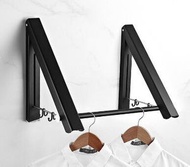 全城熱賣 - 免打孔壁掛式室內浴室 廁所 洗手間伸縮掛衣架（鋁A款晾衣架-黑色雙帶40CM桿）