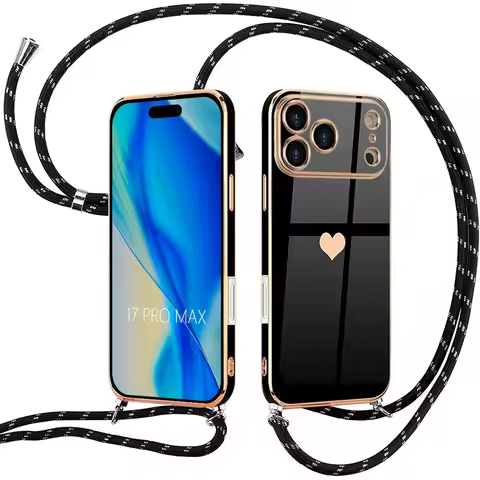 For iPhone 17 Pro Max iPhone 17E 16E Phone Case iPhone 16 15 14 Silicone Lanyard Case