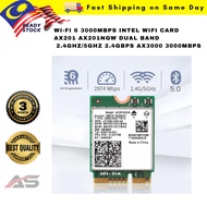 Intel Wifi Card 6 AX201 AX201NGW Dual Band 2.4Ghz/5Ghz 2.4Gbps AX3000 3000Mbps Ready Stock