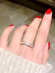 1入組時尚鈦鋼方晶鋯石裝飾戒指適合男士女士適合婚禮裝飾用品