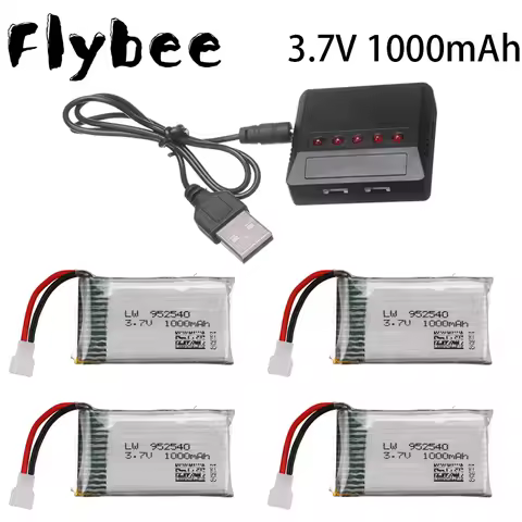 3.7V 1000mAh Lipo Battery with Charger for Syma X5 X5C X5SC X5SW TK M68 CX-30 K60 905 V931 RC Quadco