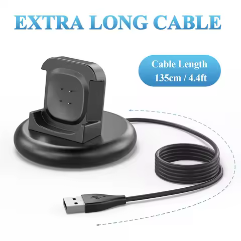 135cm Charging Cable Holder For Fitbit Versa 3/Versa 4 Charger For Fitbit Sense/Sense 2 USB Plug Cha