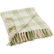 DII Modern Farmhouse Plaid Collection Cotton Fringe Throw Blanket, 50x60, /Antique Green