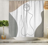Kababaihang katawan Linya Art Boho Shower Curtain, Abstract Art Woman Modern Bohemian Shower Curtain
