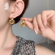 【E.five】 Niche Design Sense Gold Earrings Twists Versatile Geometric Fashion E