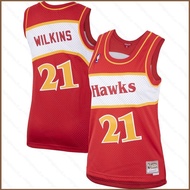 HQ5 NBA Men Mitchell and Ness Dominique Wilkins Red Atlanta Hawks Classics Swingman Jersey QH5