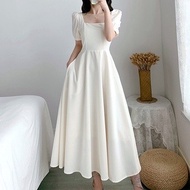 Elegant white midi fairy puff dress for graduation civil wedding evening dress for wedding formal xl