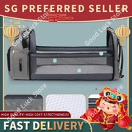 [SG Lucky Store][SG Stock]Mummy Bag Baby Bag Multifunctional Portable Stroller Bag with Folding Bed 