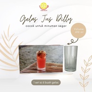 1 set contains 6 Dilly Glasses / 410ml Juice Glass Set / Mojito Glass Set / Cafe Glass Set / 400ml M