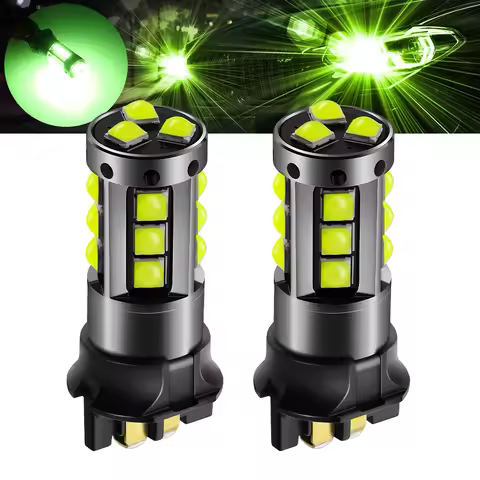 2pcs PW24W PWY24W LED BulbsCanbus 10W 2500LM For Audi BMW Volkswagen Turn Signal/DRL Amber Green.
