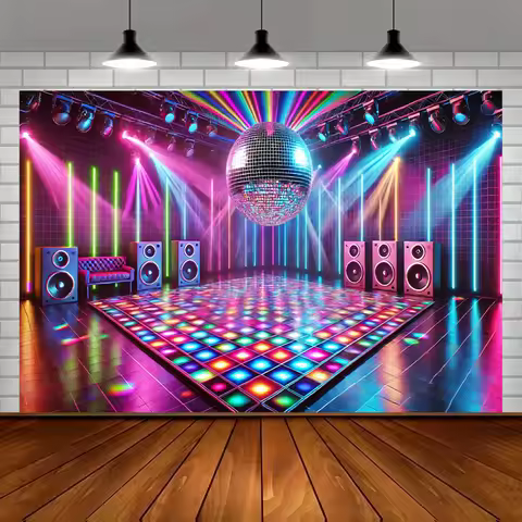 Disco dance floor scene background party banner, suitable for holiday, studio, home, and garden cele
