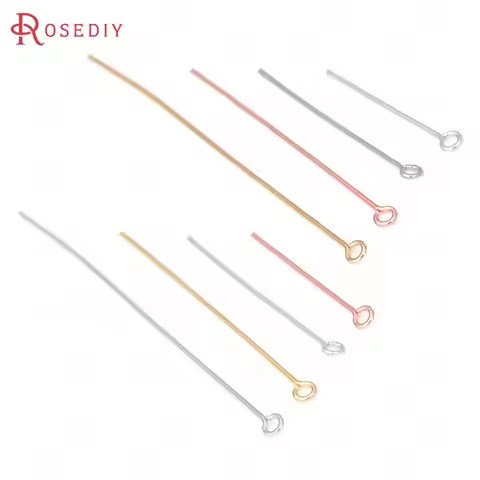 18MM 20MM 25MM 30MM 35MM 40MM 45MM 50MM 18K Gold Color Brass Eye Pins Flat Pins Connect Beads Pins D