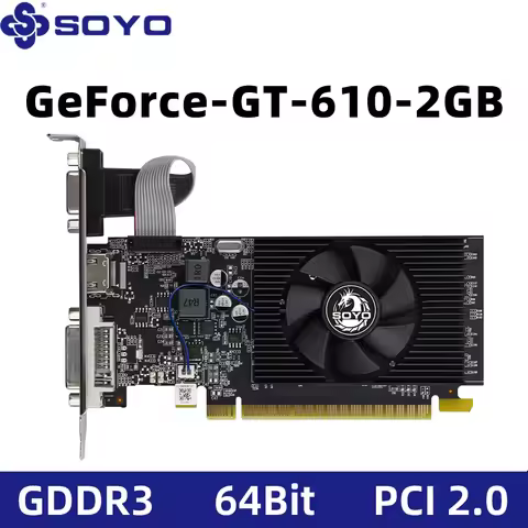 SOYO NVIDIA GPU GT 610 2G Half-height Graphics Card DDR3 64Bit 40nm Gaming Video Cards Desktop Compu
